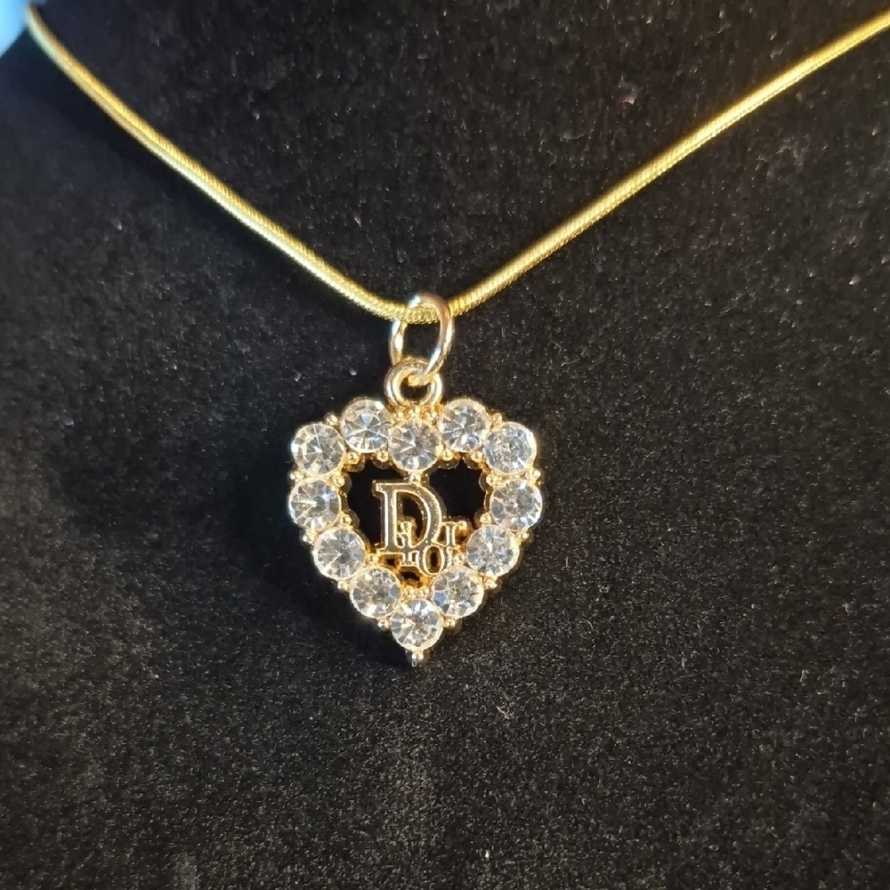 Dazzling Upcycled Gold Heart Necklace with Crystal Accents #41